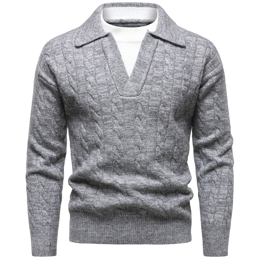 British Style Henry V-Neck Swe - Wool Blend Coat 评论和价格