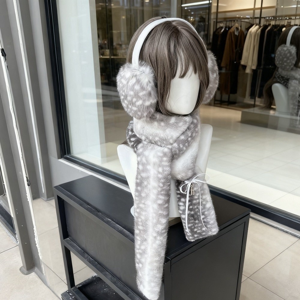 Cute Deer Print Scarf Winter W - Ear Muff Foldable 评论和价格