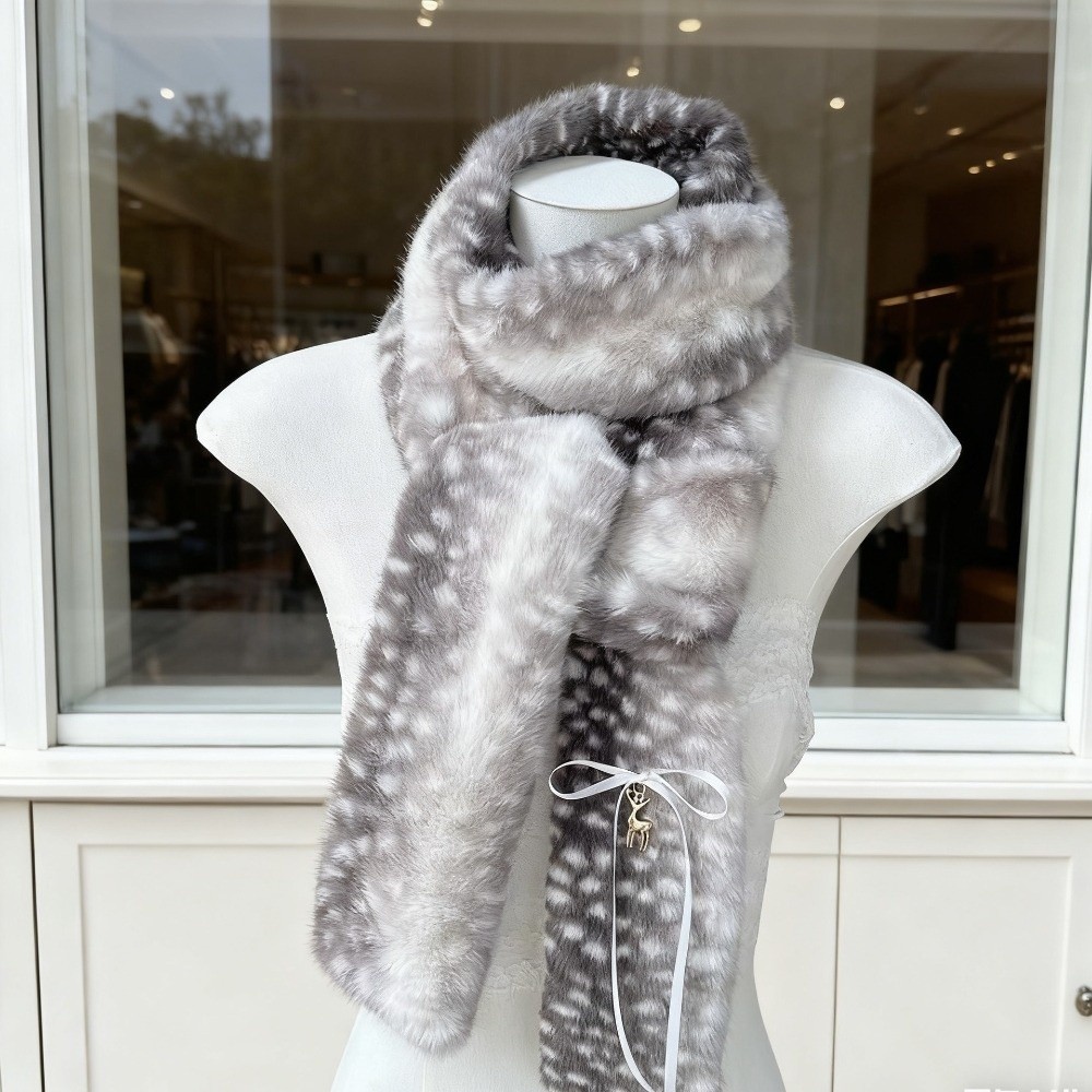 Cute Deer Print Scarf Winter W - Ear Muff Foldable 评论和价格