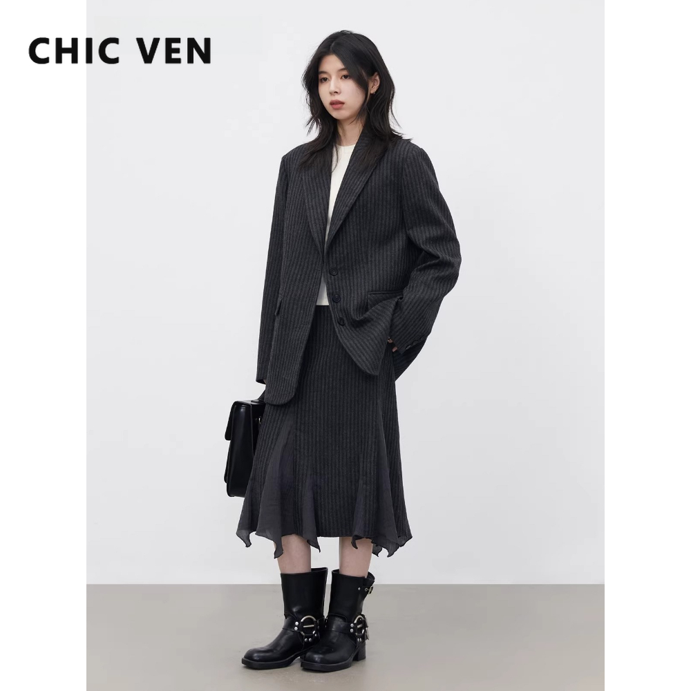 CHIC VEN Fashion Women Woolen  - Wool Blend Coat 评论和价格