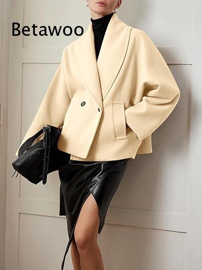 Women's Double-Breasted Short  - Wool Blend Coat 评论和价格