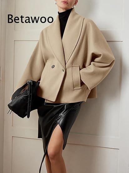 Women's Double-Breasted Short  - Wool Blend Coat 评论和价格