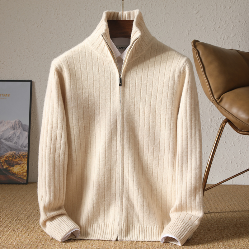 Men 100% Merino Wool Stand-Up  - Wool Blend Coat 评论和价格