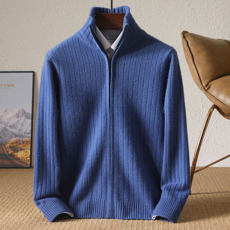 Men 100% Merino Wool Stand-Up  - Wool Blend Coat 评论和价格