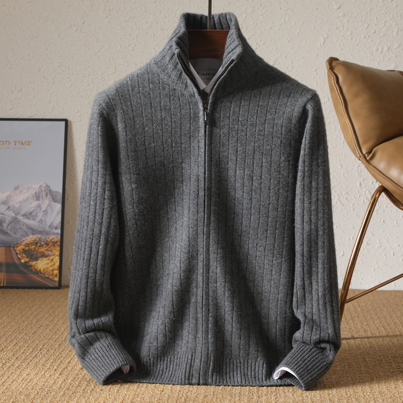 Men 100% Merino Wool Stand-Up  - Wool Blend Coat 评论和价格