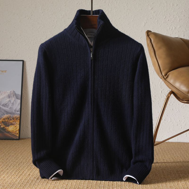 Men 100% Merino Wool Stand-Up  - Wool Blend Coat 评论和价格