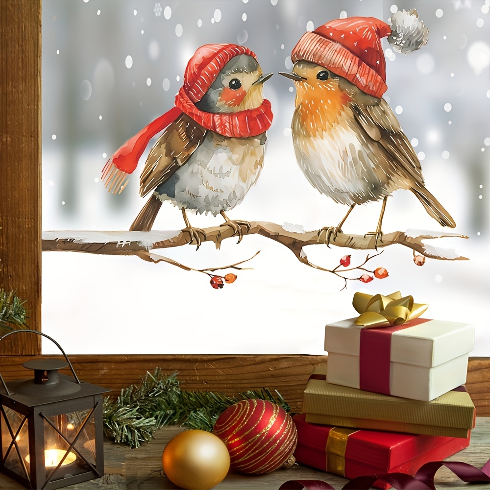 Watercolor Winter Robin Window - Winter Clothing Accessories 评论和价格