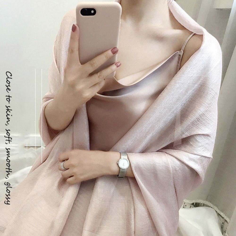 Linen Women Plain Scarf Fashio - Winter Clothing Accessories 评论和价格