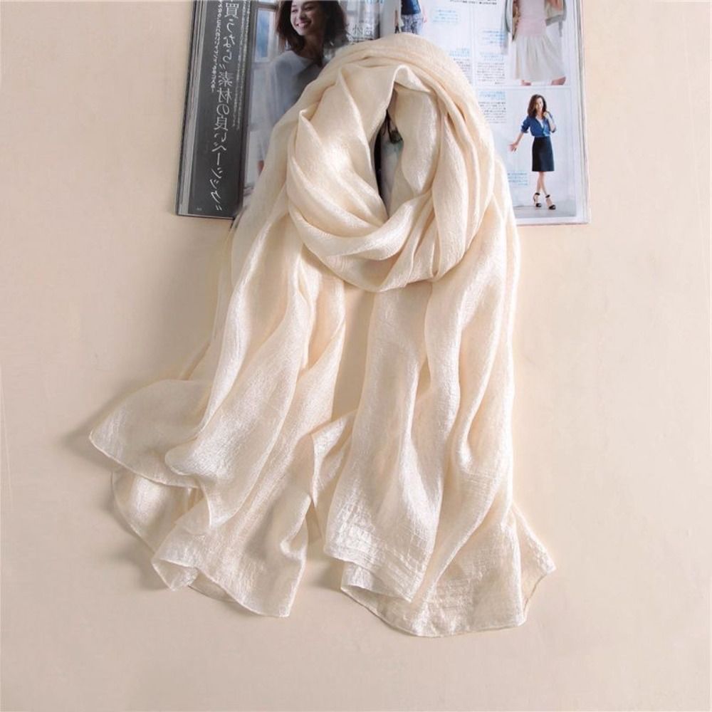 Linen Women Plain Scarf Fashio - Winter Clothing Accessories 评论和价格