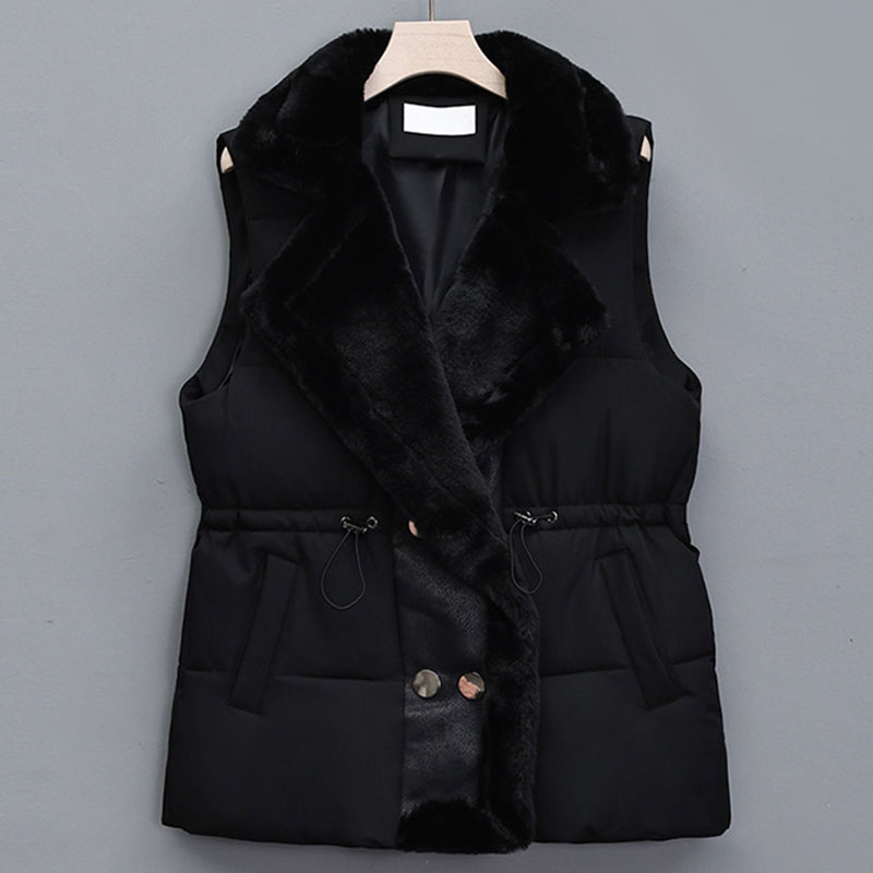 Women Faux Fur Splice Vest Wai - Padded Vest Gilet 评论和价格