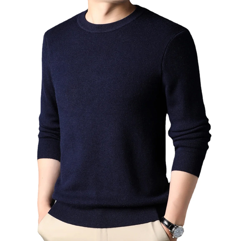 Men's Solid Color Knitted Pull - Wool Blend Coat 评论和价格