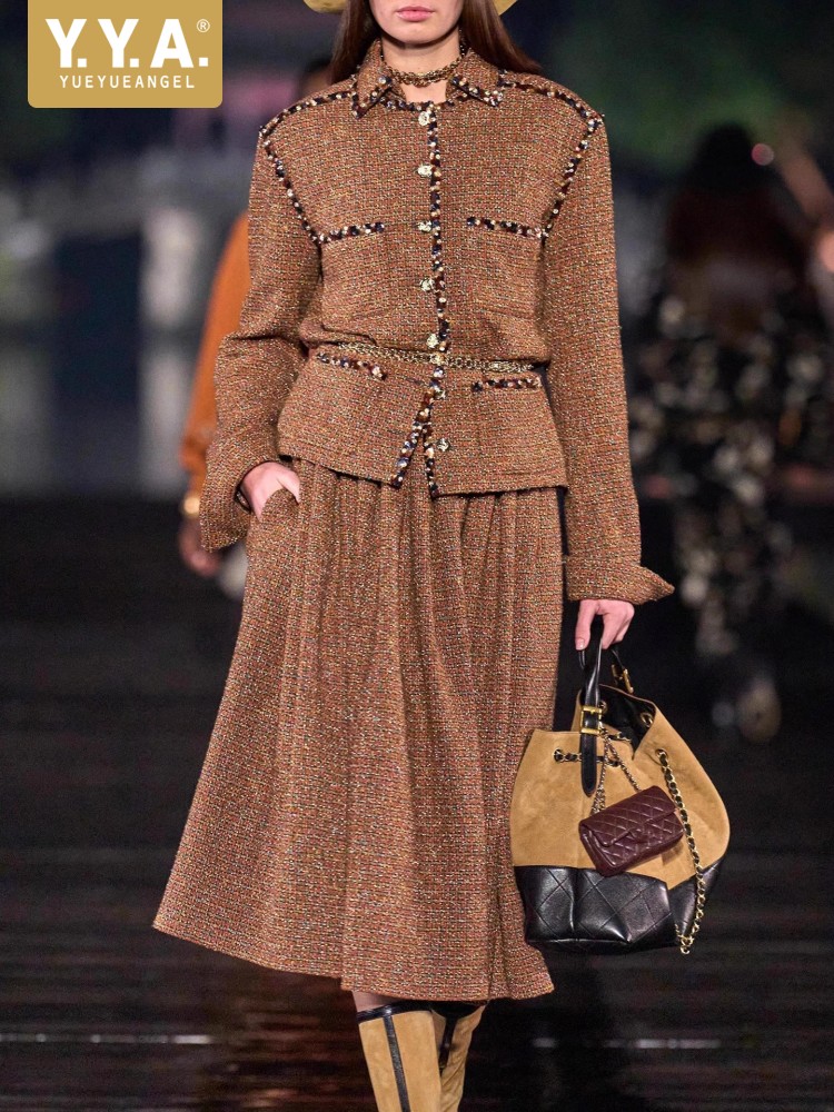 Female Elegant Turndown Collar - Wool Blend Coat 评论和价格
